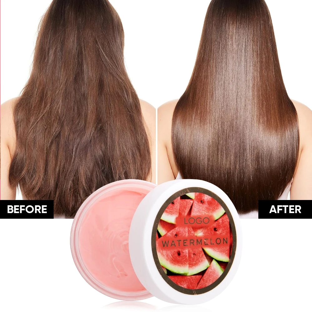 Private Label 200g Hair Protects Treatment Shea Butter Strengthen Refreshing Hydrating Watermelon Hair Mask For Dry Damaged Hair