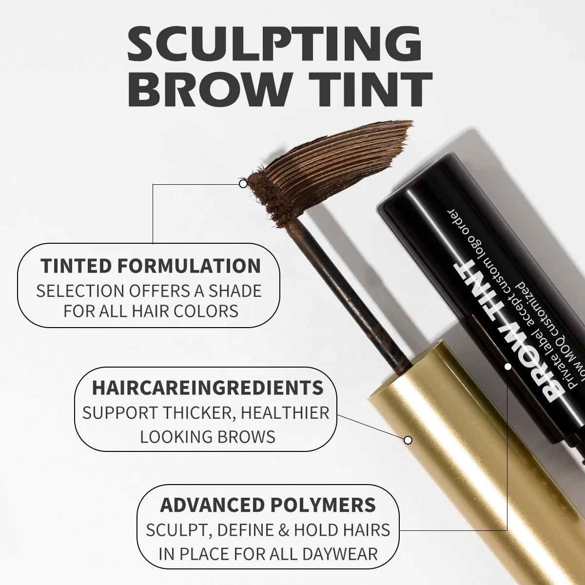Private Label Dye Tint Long Lasting Color Tinted Brow Sculpting Lamination Gel Waterproof Best 2 In1 Tinted Eyebrow Gel