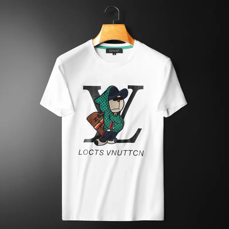 Chaopai Cartoon Embroidered Round Neck Short Sleeve T-shirt 1:1 designer clothes