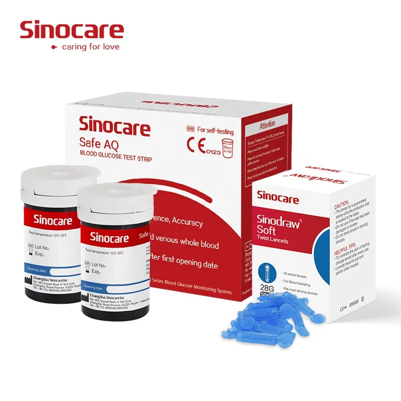
Sinocare Safe AQ Smart Glucometer Strips Quick Check Blood Glucose Meter Test Strips, Wholesale Diabetic Test Strips 