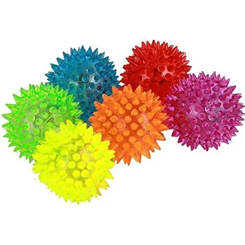 LED Light Up Stress Squeaking Bounce Balls for Adult Children Colorful Flashing Squeeze Spike Balls