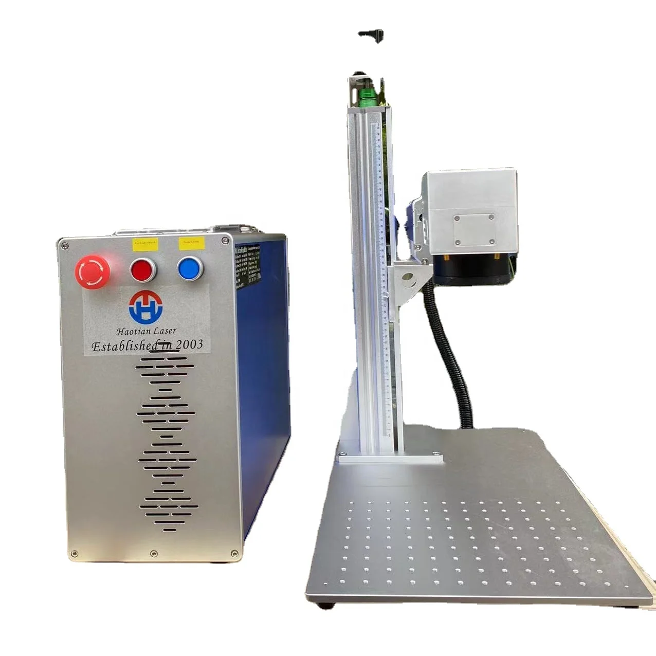 Haotian 80W JPT Mopa 2.5D EZCAD3 fiber laser marking machine with Z axis  auto focus