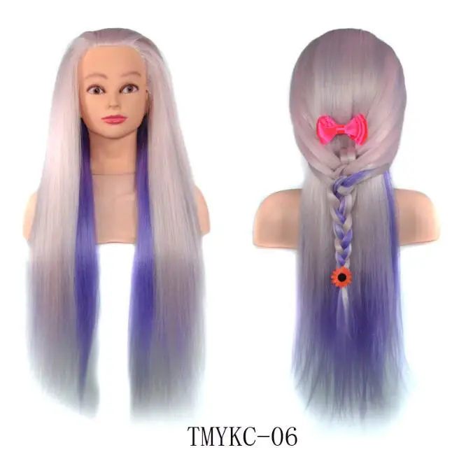 
Wholesale Colorful Manikin Rainbow Dolls Head With 60cm Long Hair Hairdressing Cosmetology Salon Mannequin Training Head 