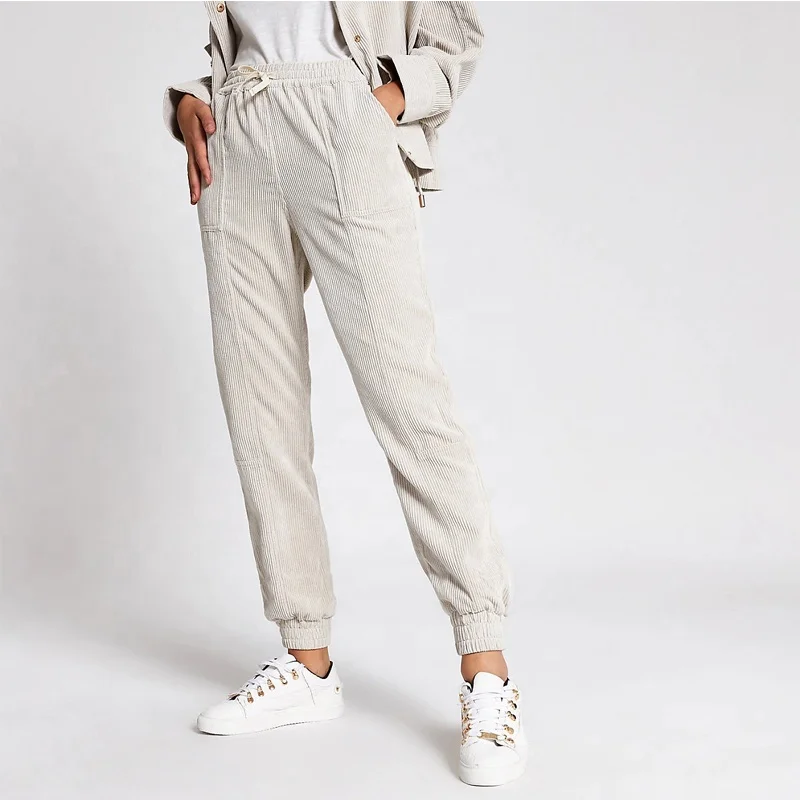 
Женские повседневные вельветовые брюки-джоггеры, женские эластичные брюки со средней талией, материал с пользовательским логотипом, низкая заводская цена, Dongguan 