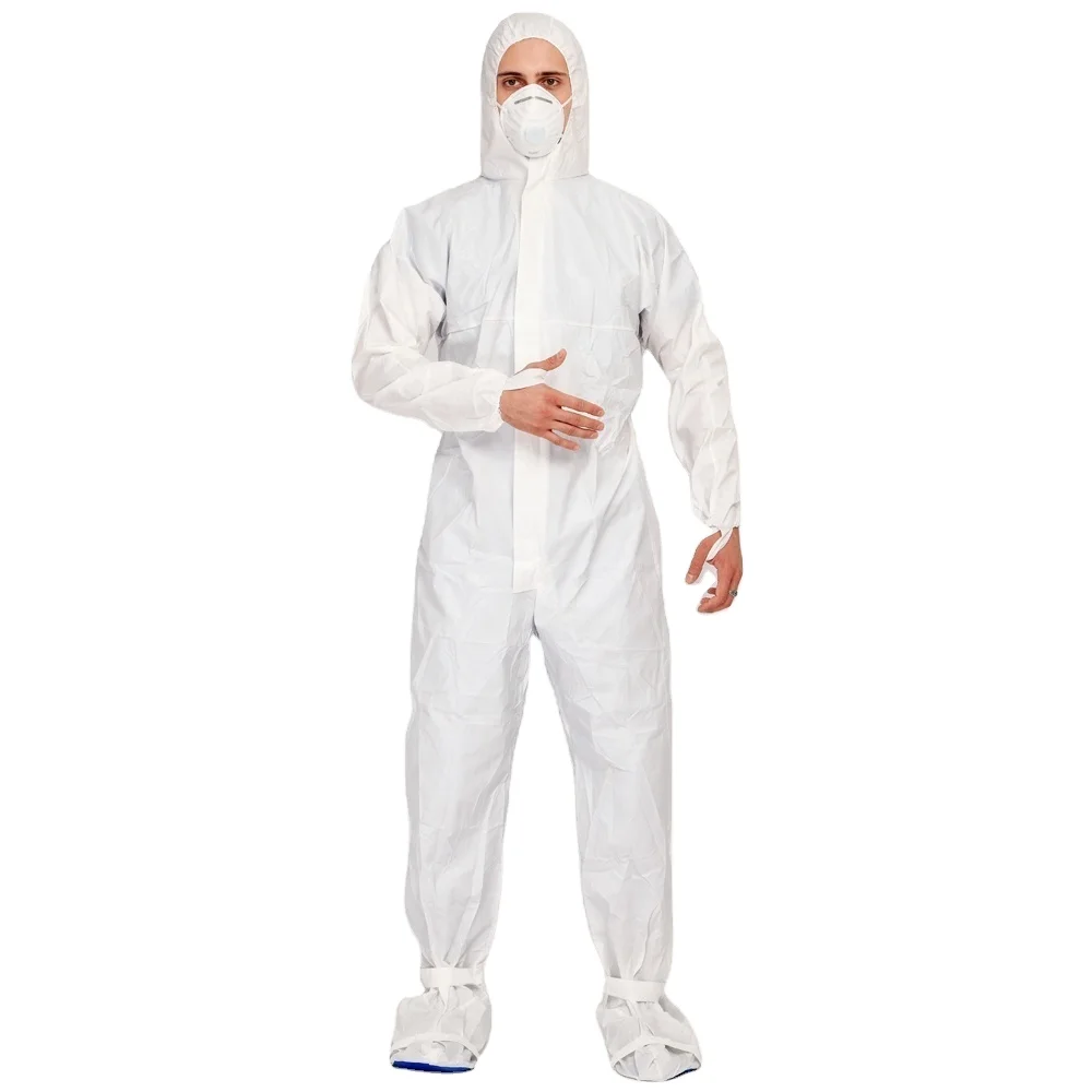 EN14126 Hospital Doctor Safety PPE Coverall With Hood And Shoe Cover