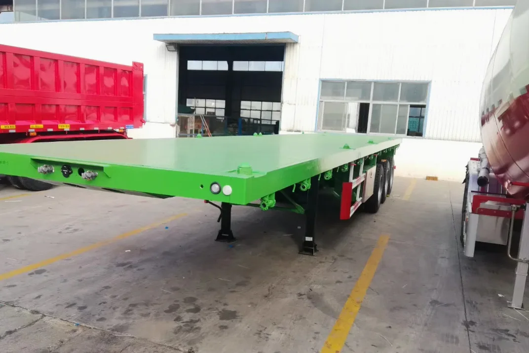 International 2/3/4 Axles 50 Tons 20/40 Foot FT Container Shipping Flat Deck Platform Triaxle Flatbed Truck Semi Trailer