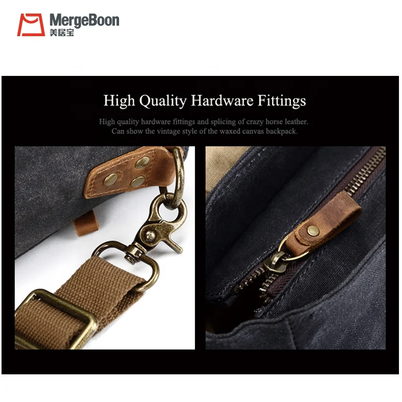 Factory custom vintage canvas and leather laptop messenger bag for man