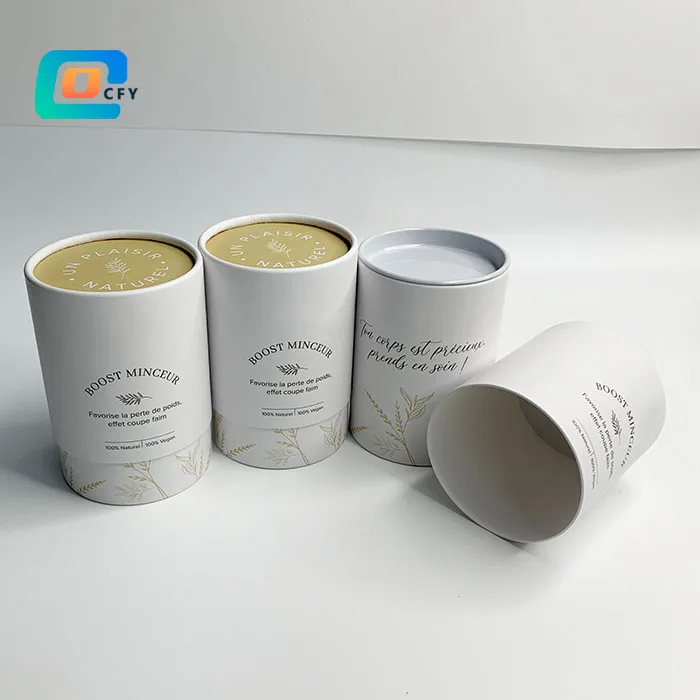 Eco-Friendly Packaging Cardboard Round Box Herbal Tea Spice Collagen Protein Powder Packaging Tube disposable paper container