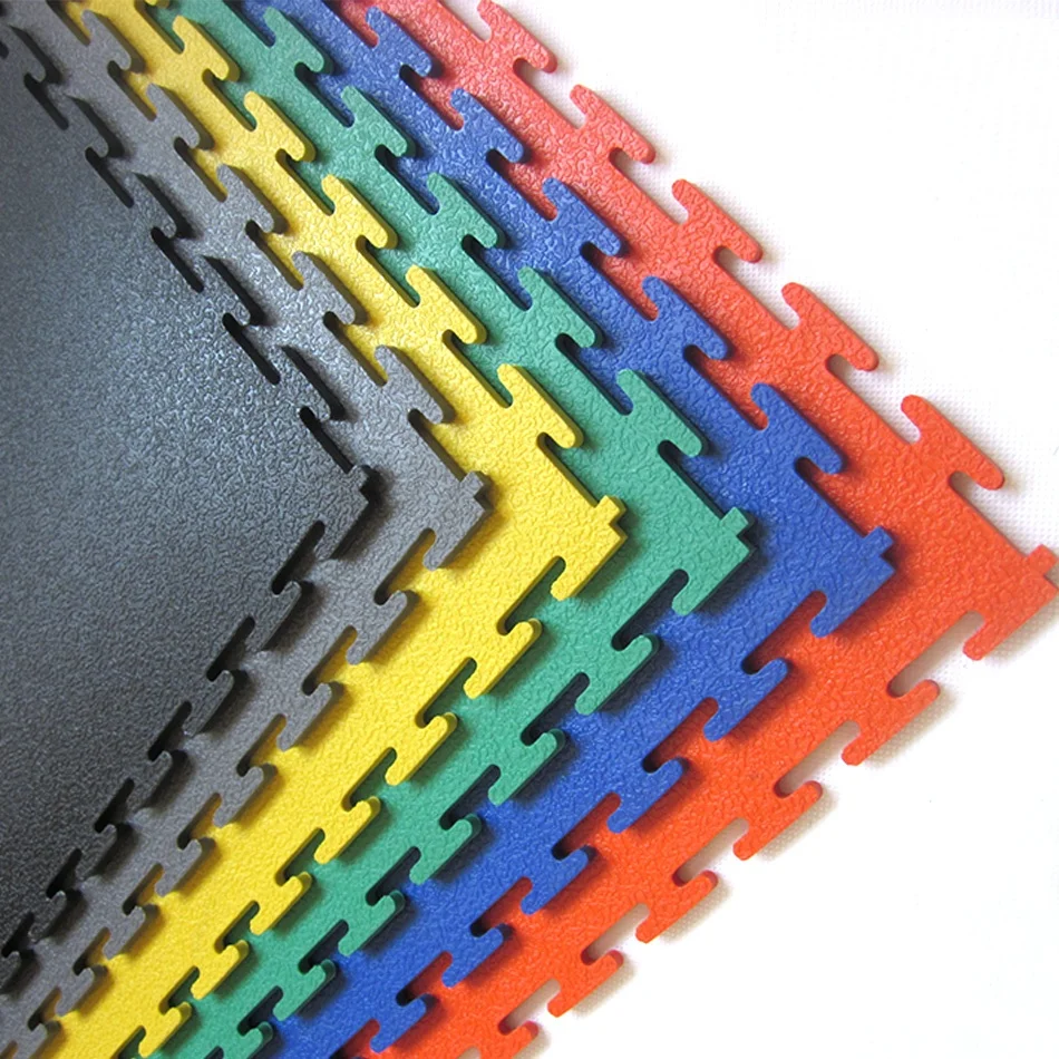 Leather Surface Garage Vinyl Flooring Interior Multi Usage Plastic PVC Interlocking Workshop Floor Tile For Gym 65OP