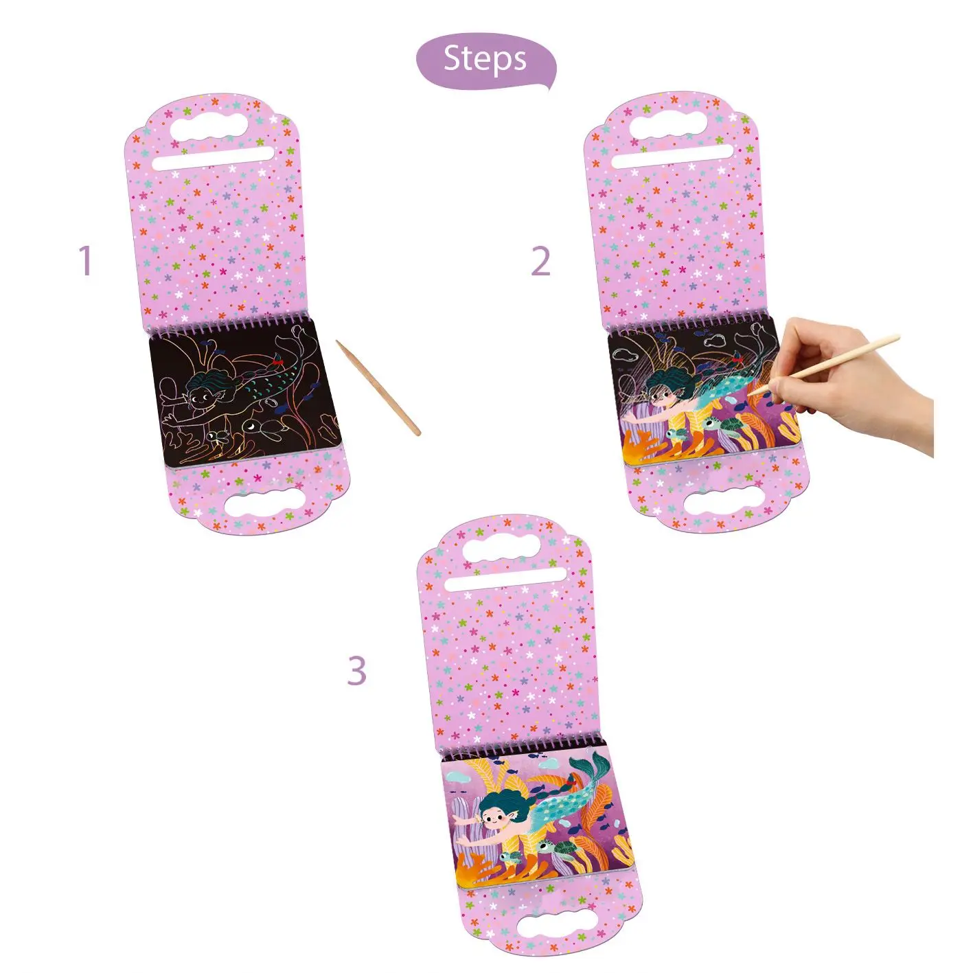 RTS Scratch-Fairy Tales Art Notes Set With Wooden Stylus Rainbow Mini Notes Scratch Magic Notes