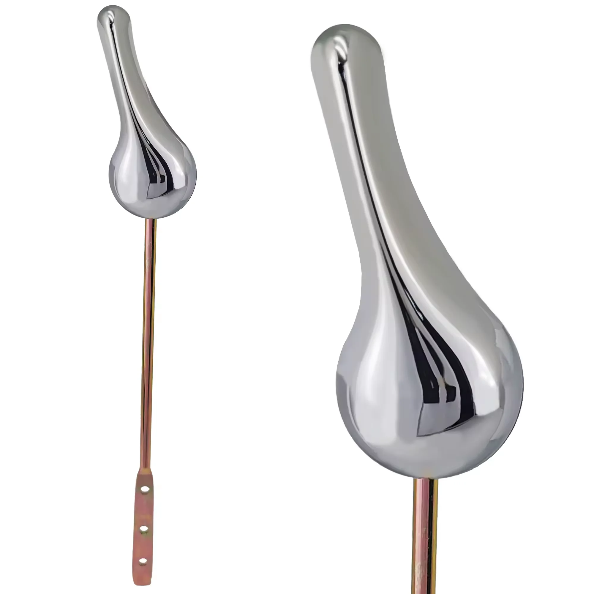 Universal T2304 Chrome Plate ABS Head Toilet Flush Front Lever Aluminium or Iron Lift Rod for Bathroom Tank Levers