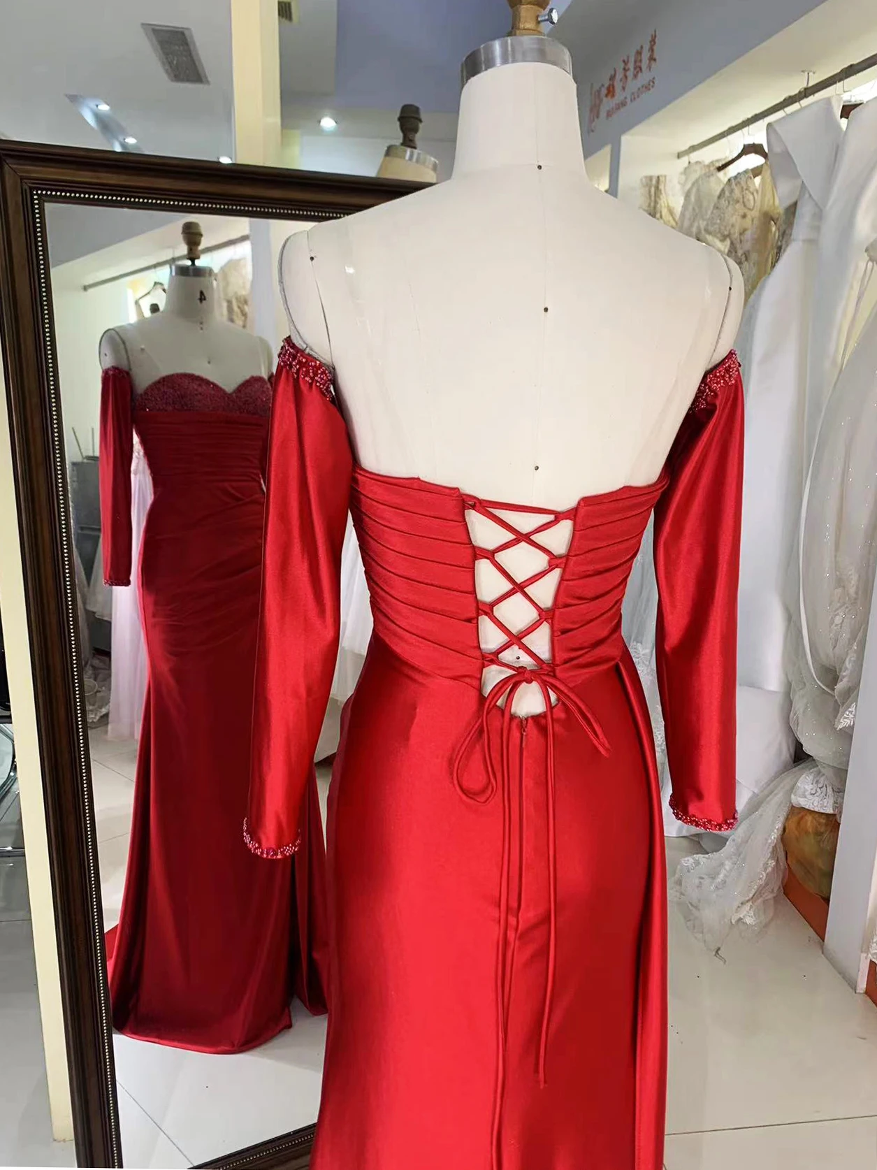 New luxury wholesale long sleeve prom dresses beading long gowns evening women for teen girls 2025