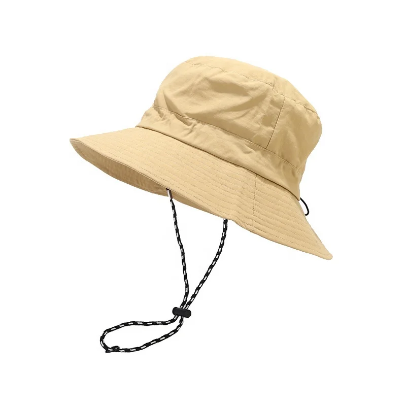 Khaki wide brim fisherman hat with string