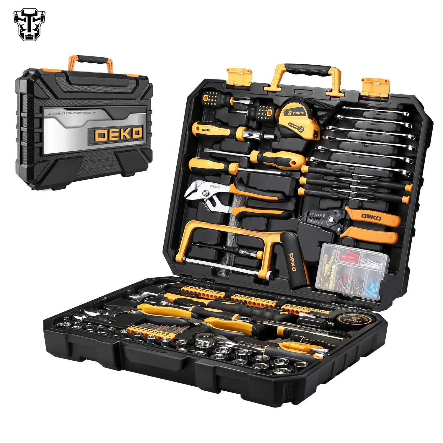DEKO DKMT198 Professional Household Auto Repair Hand Tool Kit with BMC Box Tool Set Mechanic Hardware Tools