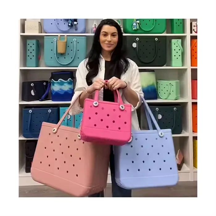 Fashion Waterproof Woman Large Shopping Basket Bags Beach Silicone Bogg Eva Tote Bag Purse Eco Jelly Candy Lady Handbags