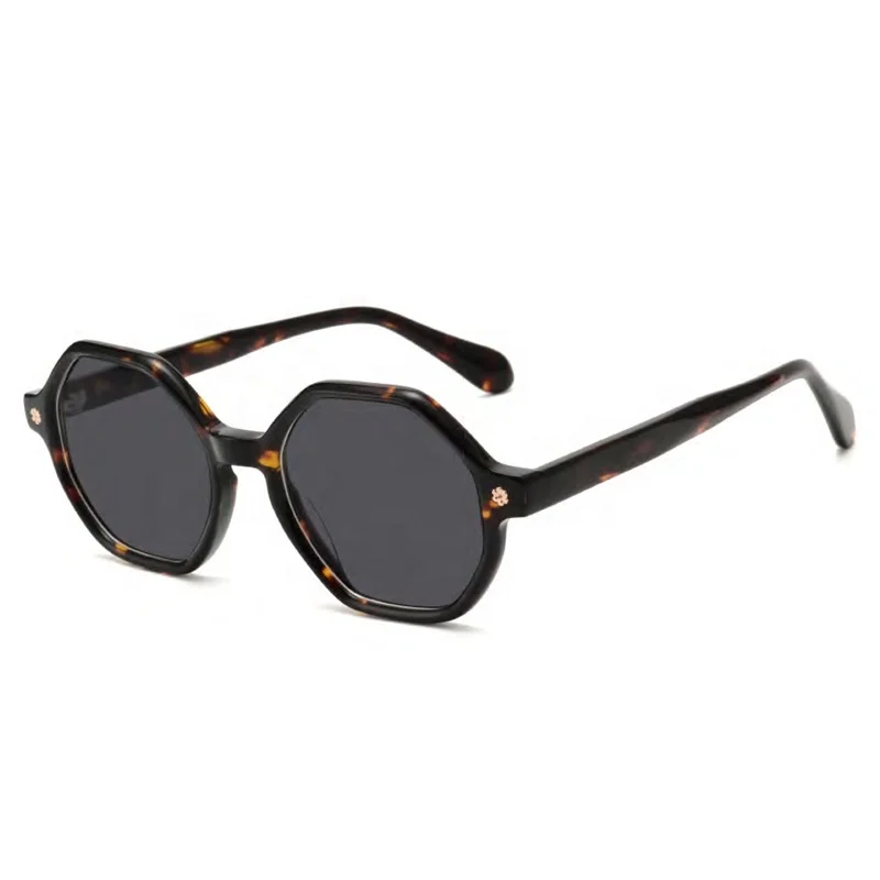 Manufacturer Polarized Acetate Sunglasses Big Hexagon Oversize Shades Blue Custom Logo CR39 Sun Glasses Men Women lentes de sol