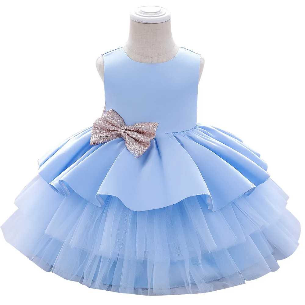 Baby Dresses Kids Gown Clothing Birthday Pageant Party Sleeveless Embroidery Formal Bow Lace Baby Dress Flower Girl Dress
