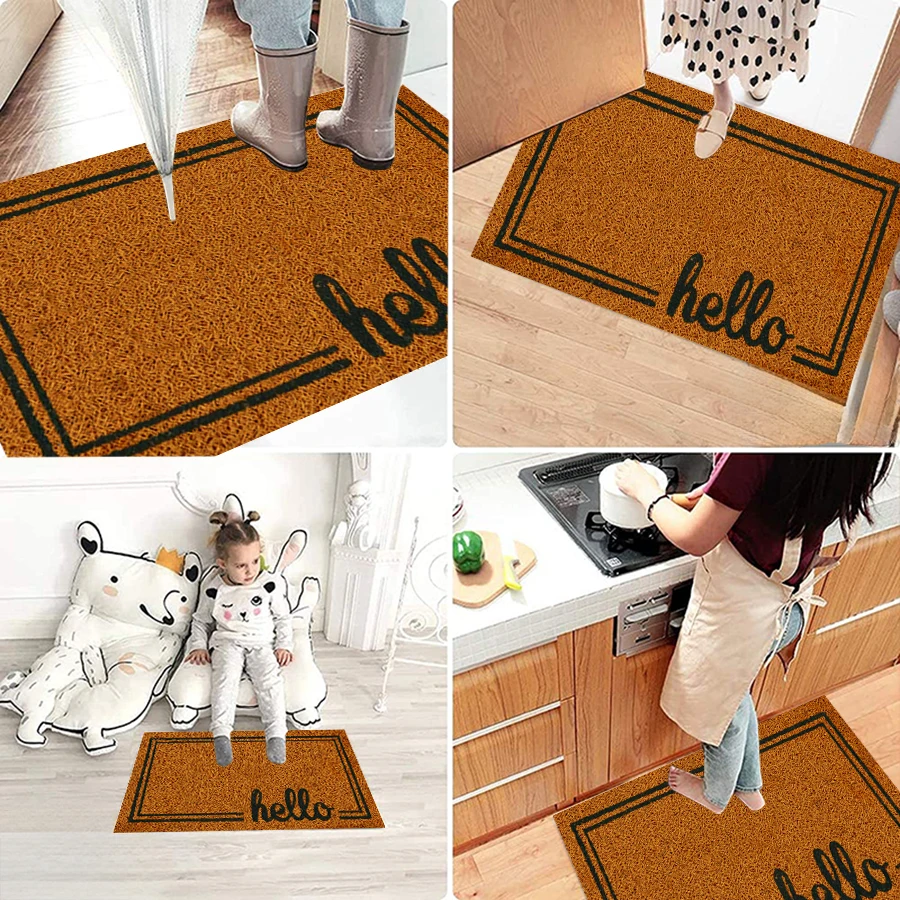 Durably Washable Artificial Coconut  Puzzle Design Outdoor Doormat for Home Hotel Easy to Maintain Door Mat Modern PVC
