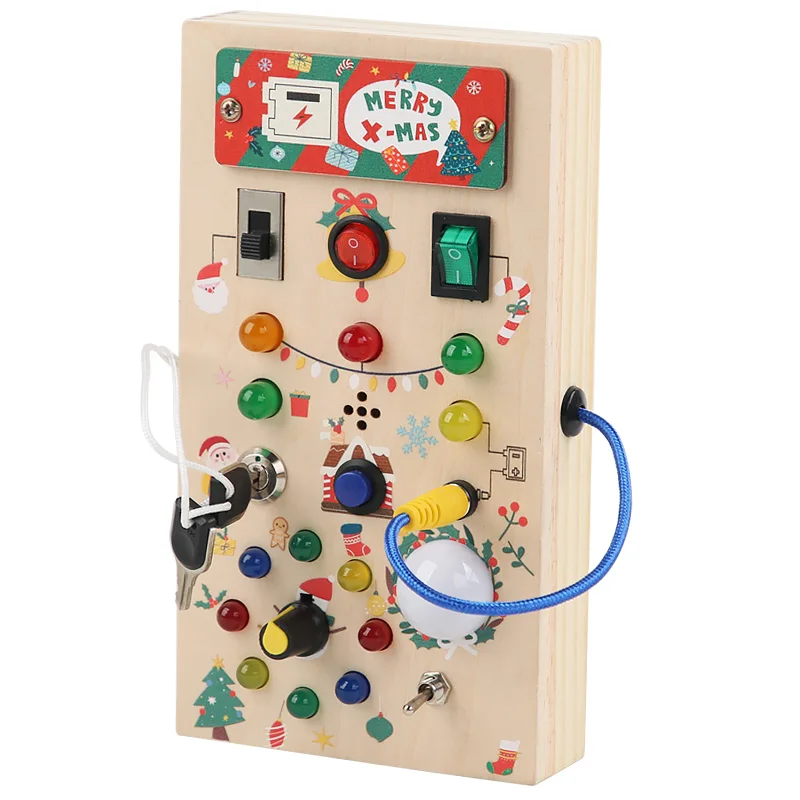 2023 New Style Wooden Early Educational Circuit Busy Board Montessori Christmas Felt Sensory Learning Toys For Kids Boys & Girls