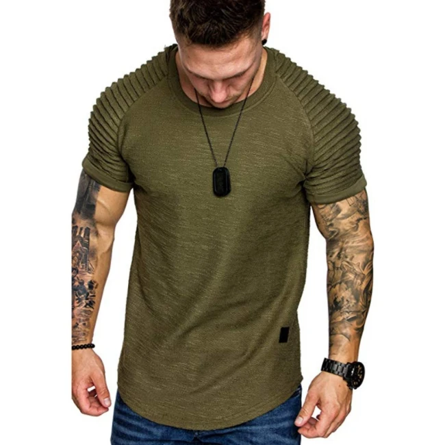 
SE3243 Mens boat neck blouse shoulder fold designs short sleeve oversized tshirt wholesale men 