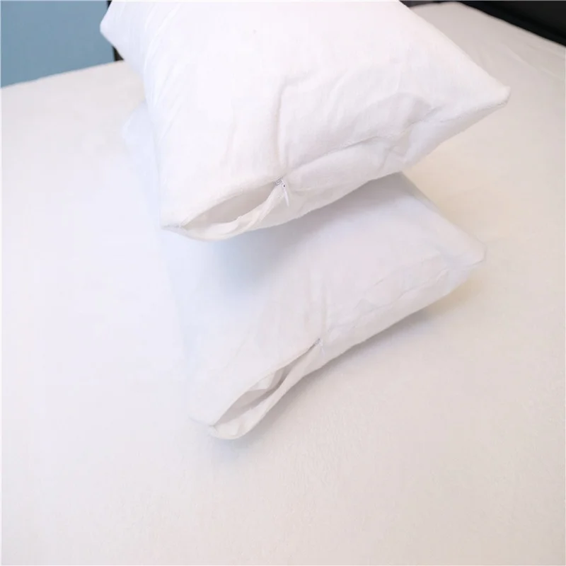 Pure white waterproof pillow case terry cotton material pillow case