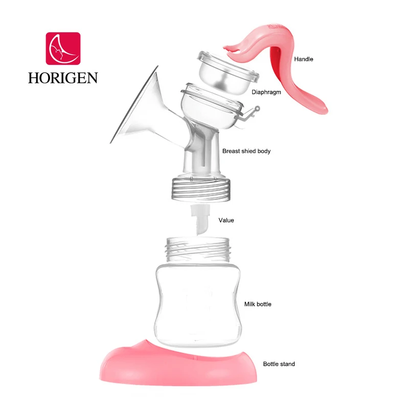 HORIGEN factory wholesale direct sale home use simple breast feeding pumps silicone manual breast pump