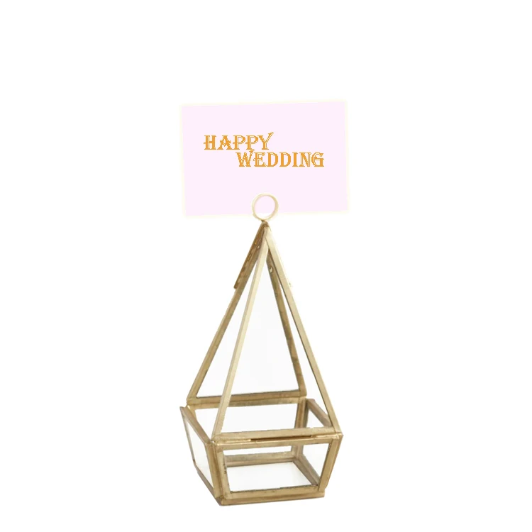 Gifts Wedding Decoration Tabletop Glass Lantern Flower Pots Gold Mini Faceted Geometric Terrariums