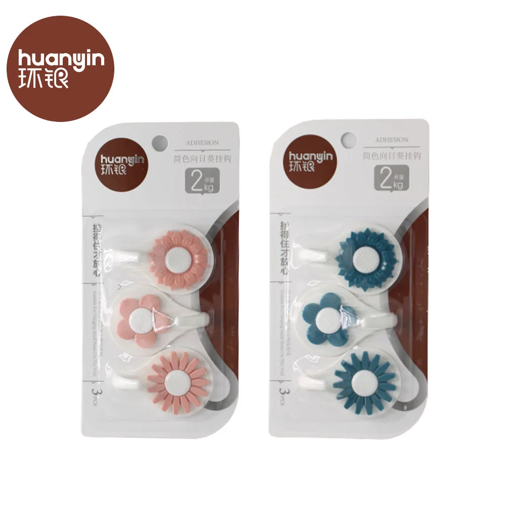 Strong adhesive plastic kids flower wall hook for display