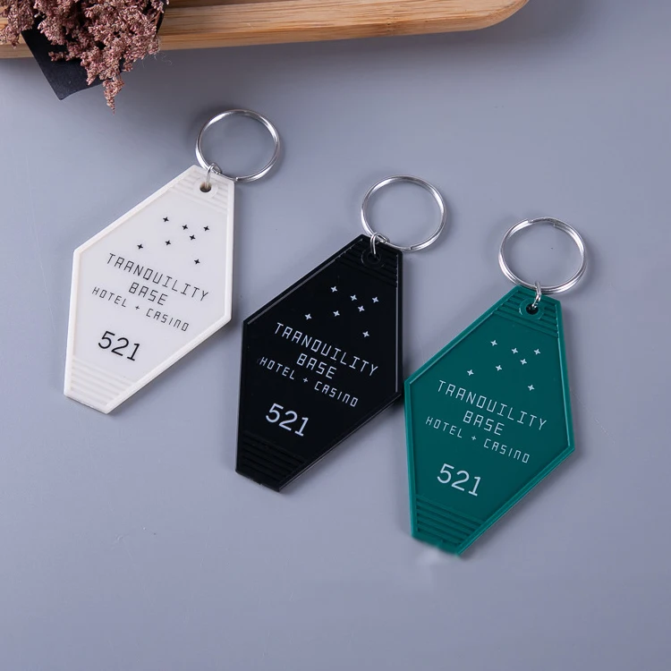 Custom Key Plate Number Hotel Room Key Tags Gold Foil Grave acrylic motel keychains Add Logo