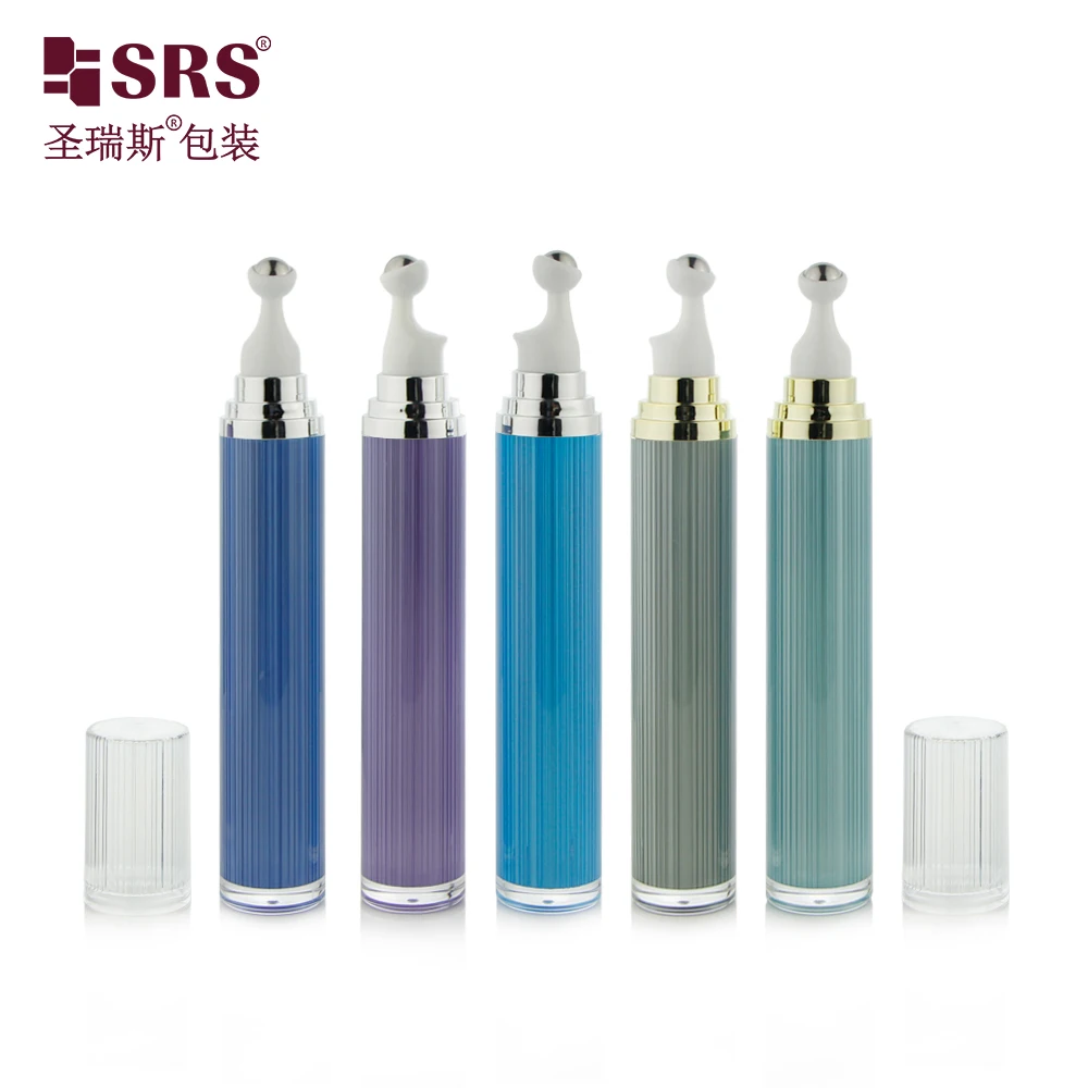 Morandi Color Series Ribbed Design Acrylic Double Wall 15ml 20ml Eye Cream Roll On Bottle