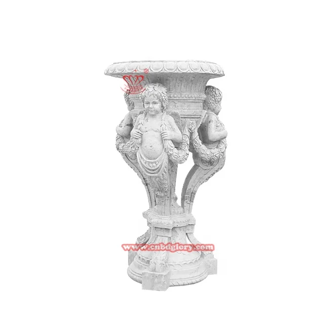 Outdoor Street Landscape Design garden Public decoration art sculpture Marble boy statue stone Flower Pot