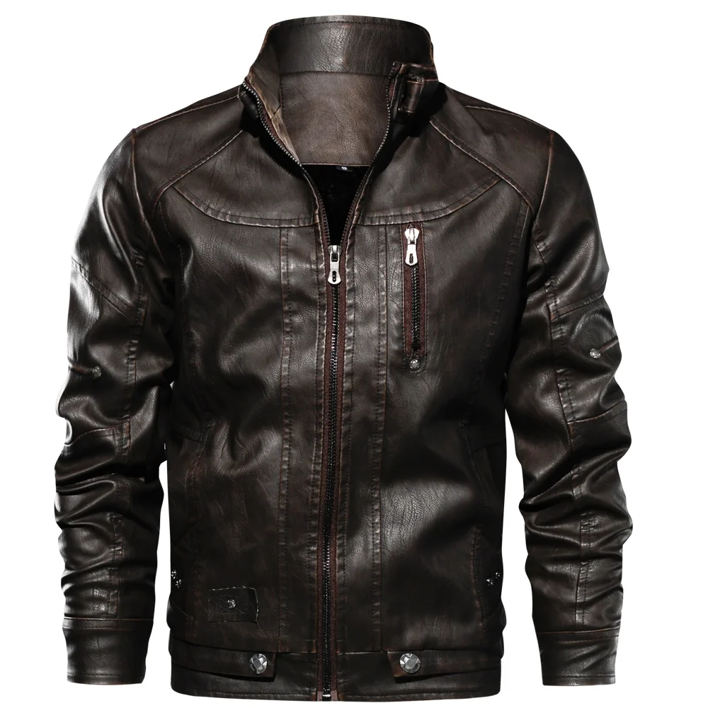 Asiapo China Factory Men Biker Motorcycle Street Classic Bomber PU Leather Jacket