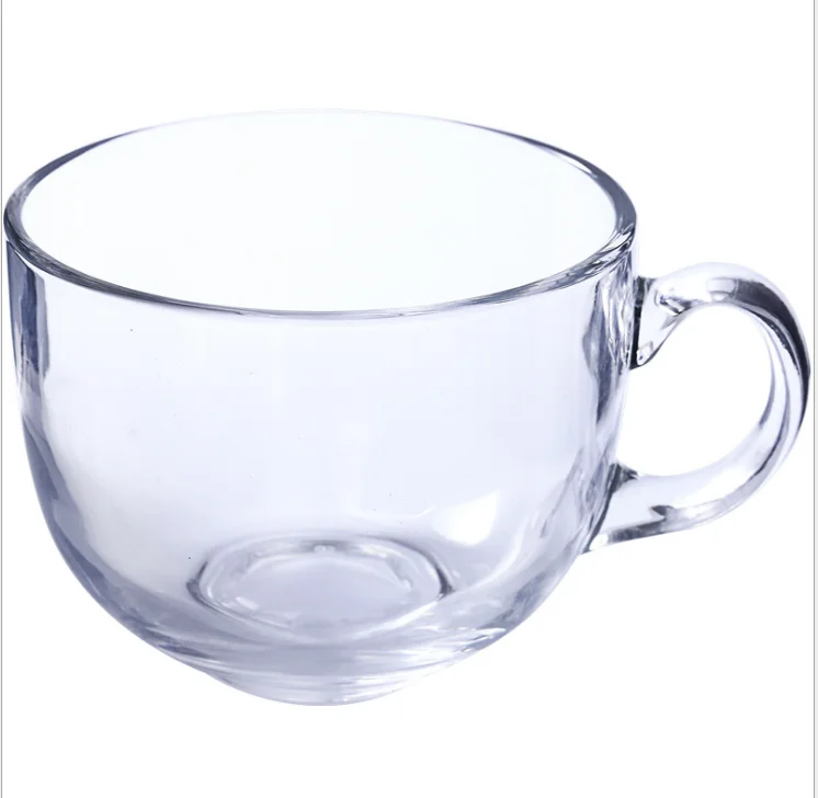 Best Quality Handle Glass Coffee Tea Cup Suppliers Large Round Transparent Milk Tea Glass Cup