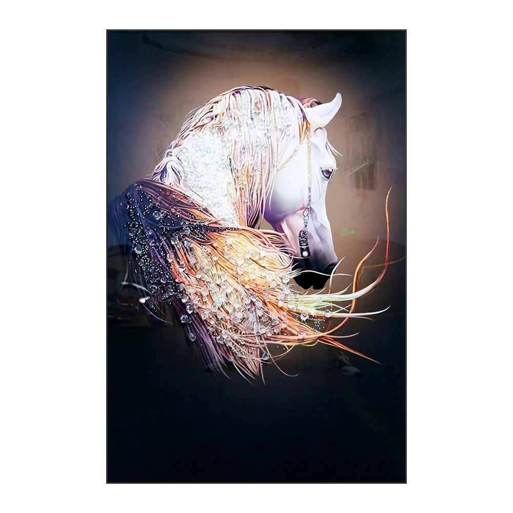 Modern luxury hotel living room decorated animated horse still life diamond painting 3D wall art crystal porcelain painting