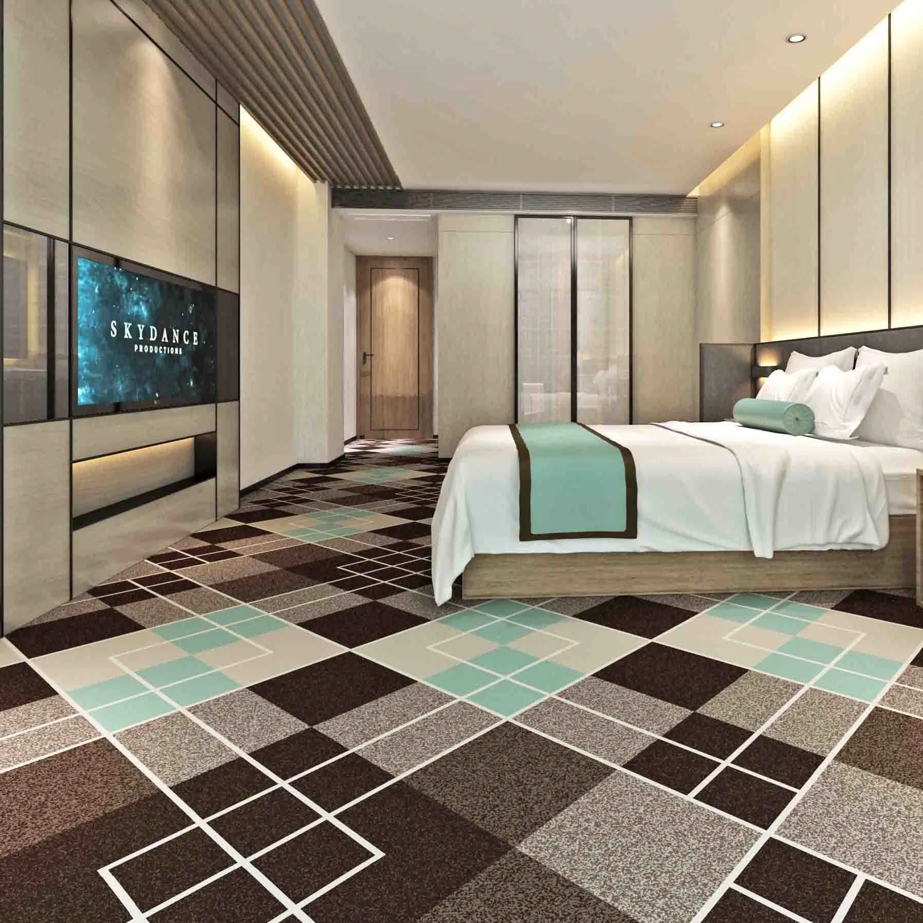 Hotel room printed nylon carpet full carpet striped pattern manufacturers can be customized