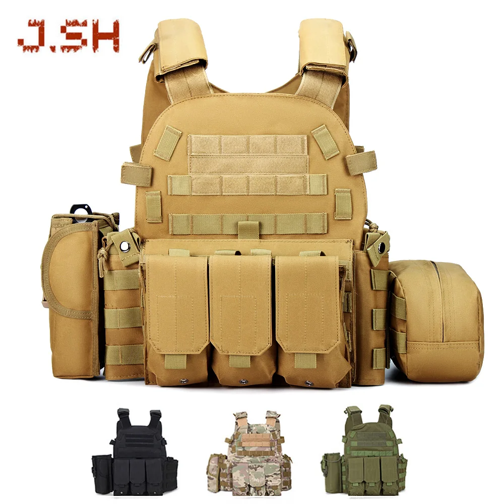JSH 900D Special Forces Tactical Vest Big Capacity Computer Interlayer Airsoft Quick Release Tactical Vest Softback Vest