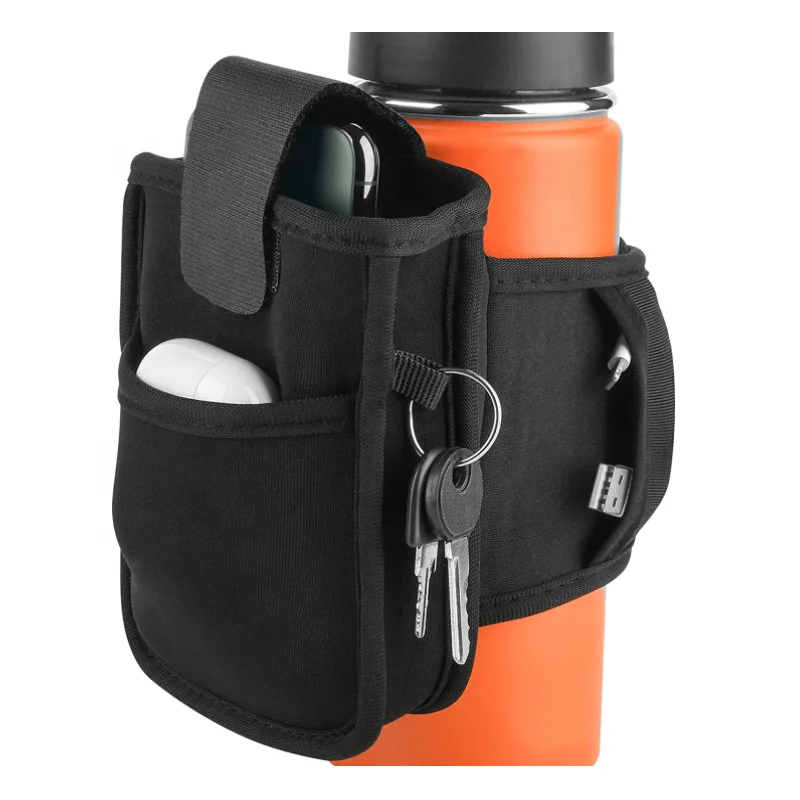 Custom Magnetic Water Bottle Sleeve Pouch Magnet Cup Cover with Pocket Portable Gym Mate Non slip Wallet Neoprene Key Phone Bags