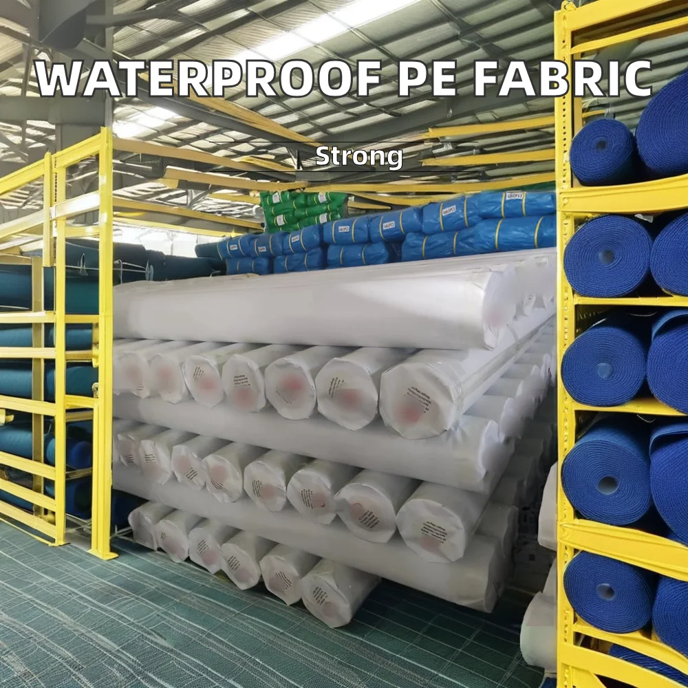 BSCI C-TPAT Qingdao Tent 100 115gsm 250g Waterproof White PE Tarpaulin Fabric Anti-UV Multipurpose Roll Boys Girls Yemen Origin