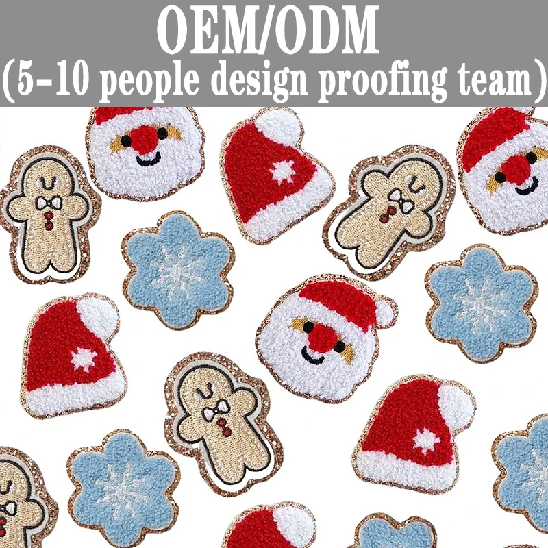 High Quality Christmas Series Embroidered Cloth Patch Elk Santa Claus Computer Embroidered Chenille Patches Clothing