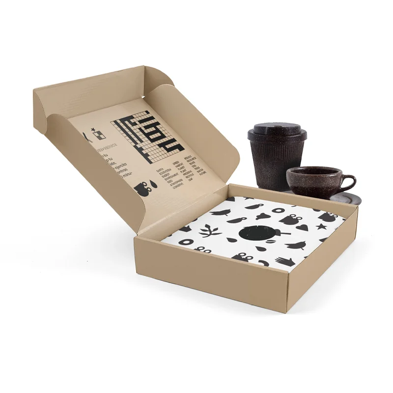 Factory Manufacture Recycled Custom Design Logo Foldable Kraft Paper Mug Set Gift Box Packaging Corrugated Coffee Mailer Box