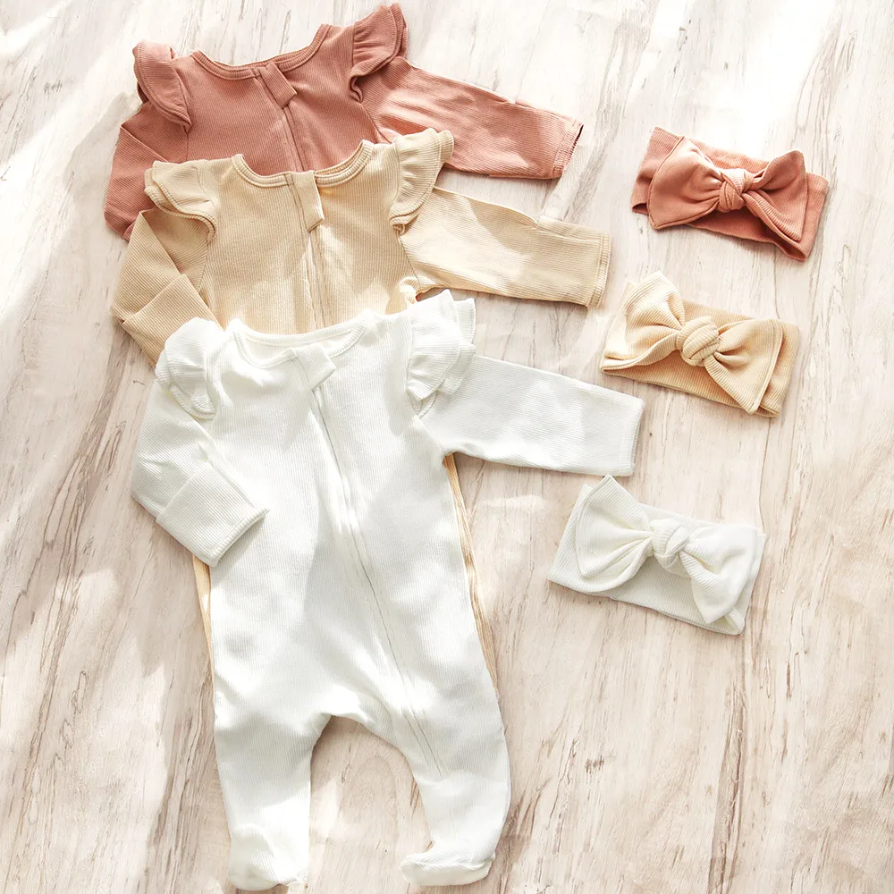 Newborn DIY Shower Gift Set Infant Toddler Girls Clothes Suspenders Solid Color Organic Cotton Baby Romper Plain bodysuit onesie