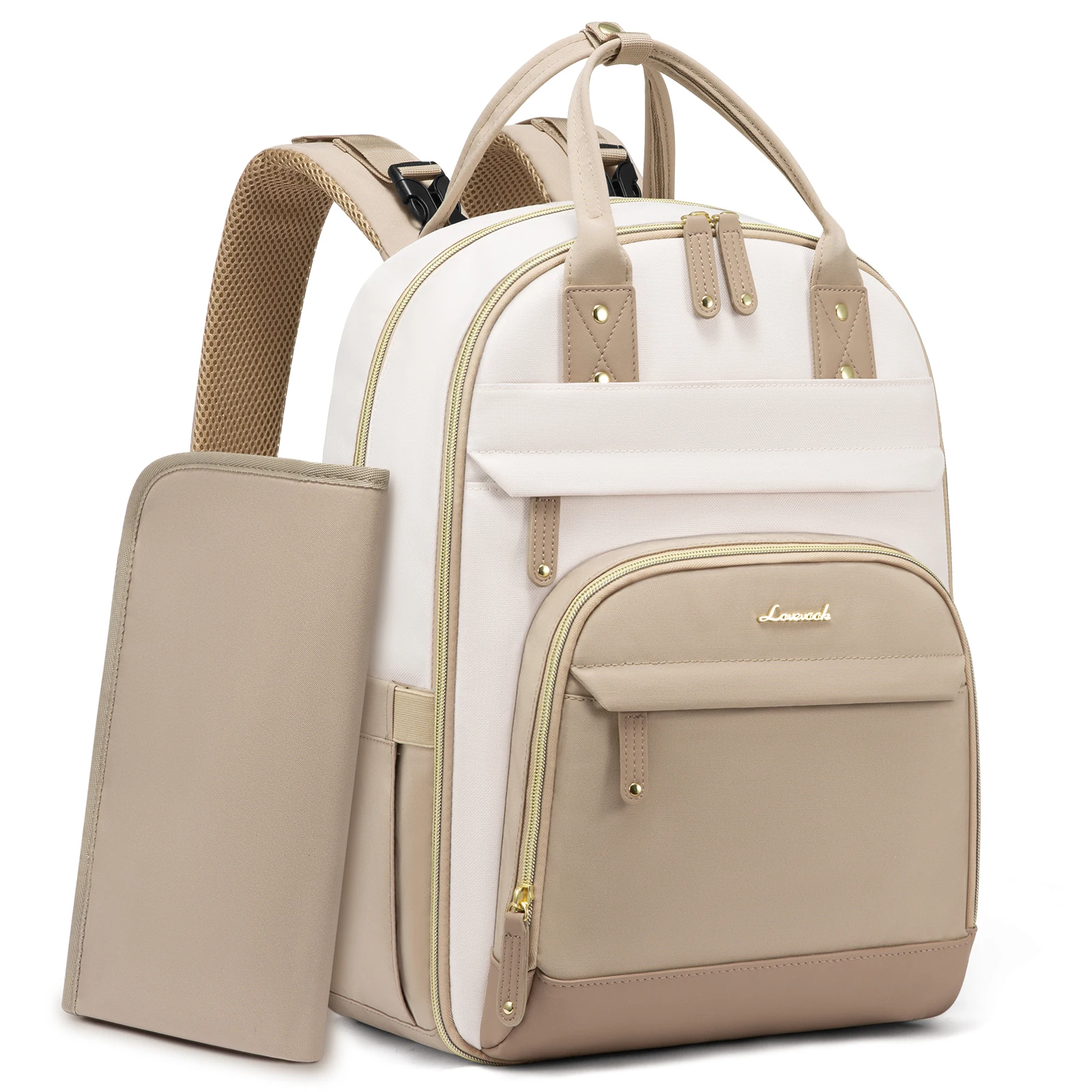 LOVEVOOK Baby Bag with Changing Pad Baby Registry Bag for Mom Dad with Stroller Buckles Large Waterproof Diaper Bag Backpack