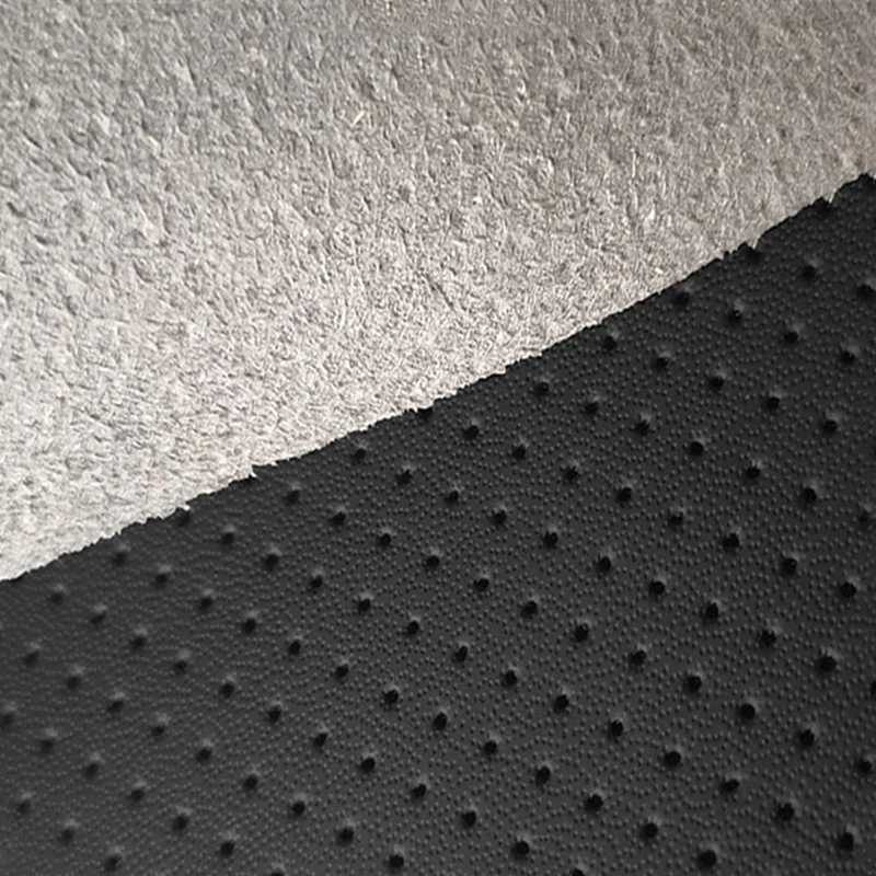 Customized 1.3mm Color Fastness Level Four Soft Synthetic Half Hole Microfiber Leather For Car Seat