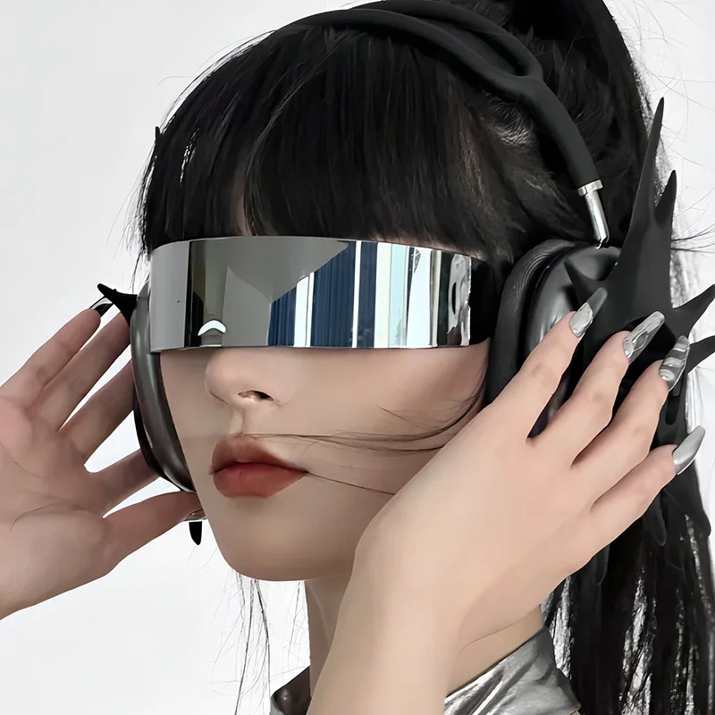 Cyberpunk футуристические интегрированные солнцезащитные очки 2024 дизайнерские для женщин мужчин логотип на заказ Rave оттенки
