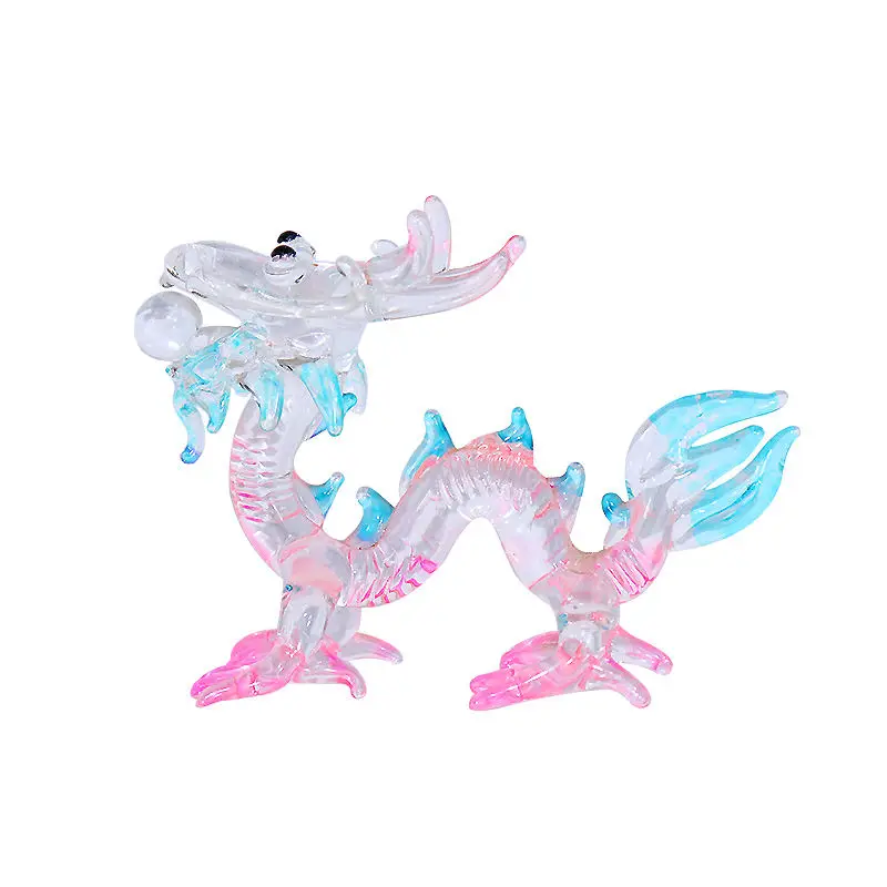 Wholesaler Couple Dragon Pixiu Art Figurines Money Drawing 3D Animal Glass Craft