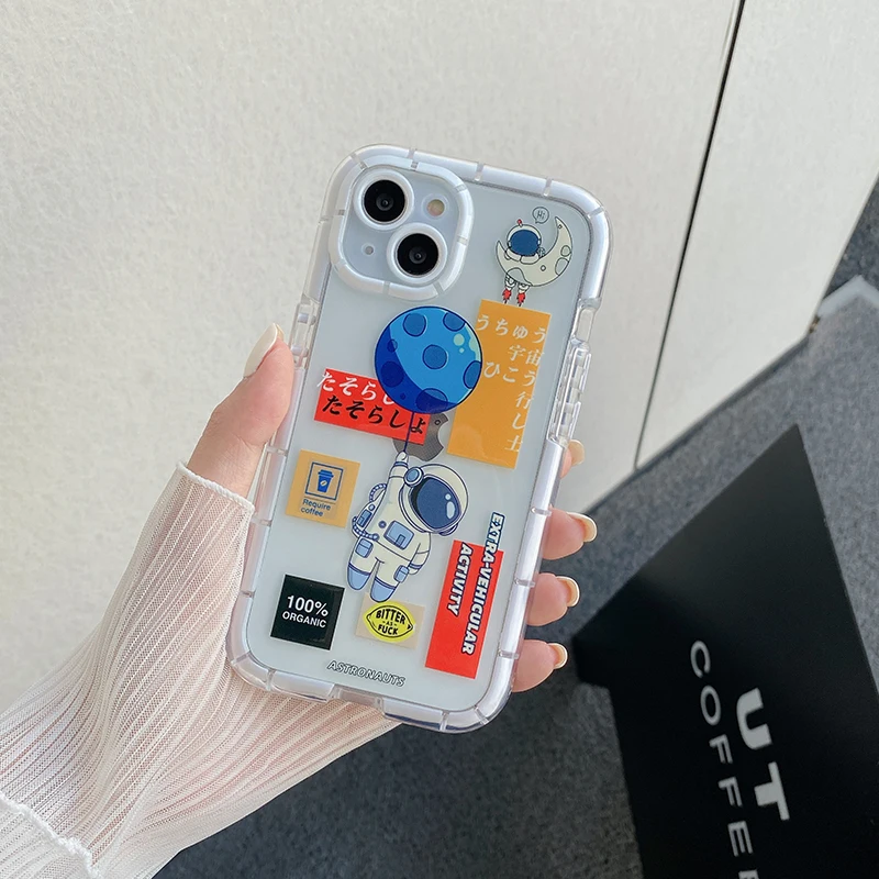 Luminous Glow in the Dark Astronaut Fluorescence For iPhone Cover Luxury Woman for iPhone Cover Matte Black For iPhone Cover