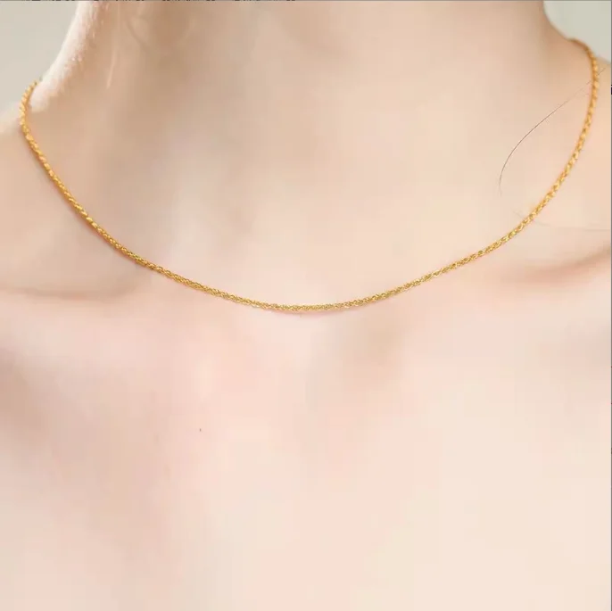 Bulk sale Twisted Link Rope Chain Solid Gold Jewelry Gold 18k Real Au750 18k Real Gold Chain Jewelry 18k rope chain