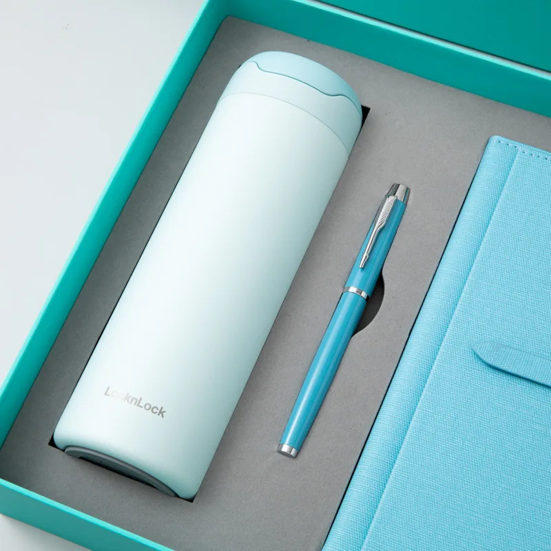 Office Work Products Corporate Business Luxury Gift Box Ideas A5 Notebook with Pen Thermos cup bounce cap Novelties Gift Set