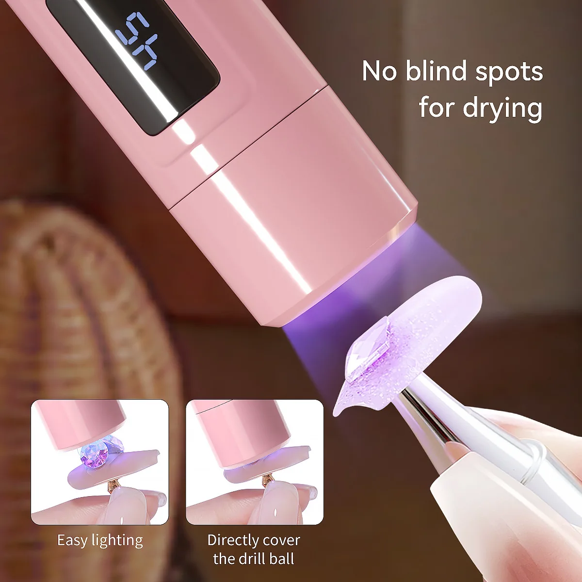 Nail Dryer Lamp Handheld Screen Display UV Mini- Lamp Pink Portable Gel LED Rechargeable Nail Lamp Nail Supplier Factory Sale