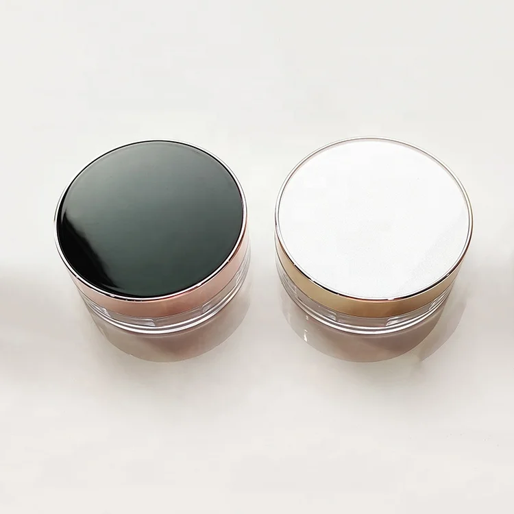 New round air loose powder jar empty setting powder container cosmetics case plastic makeup packaging